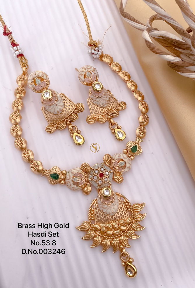 52 BH Matte Brass High Gold Hasadi Set Wholesale Shop In Surat
